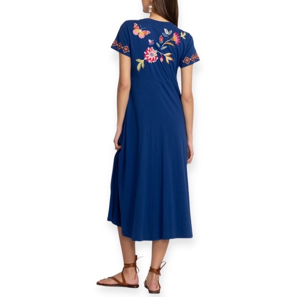 JOHNNY WAS Gracey Dress Crew Neck Swing Maxi Floral Butterfly Embroidery NWT - Picture 10 of 13